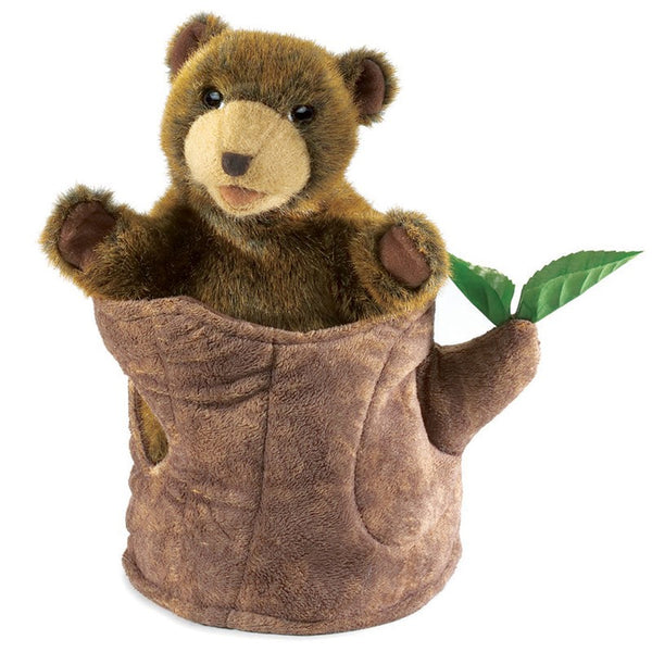 Folkmanis Hand Puppet - Bear in Tree Stump
